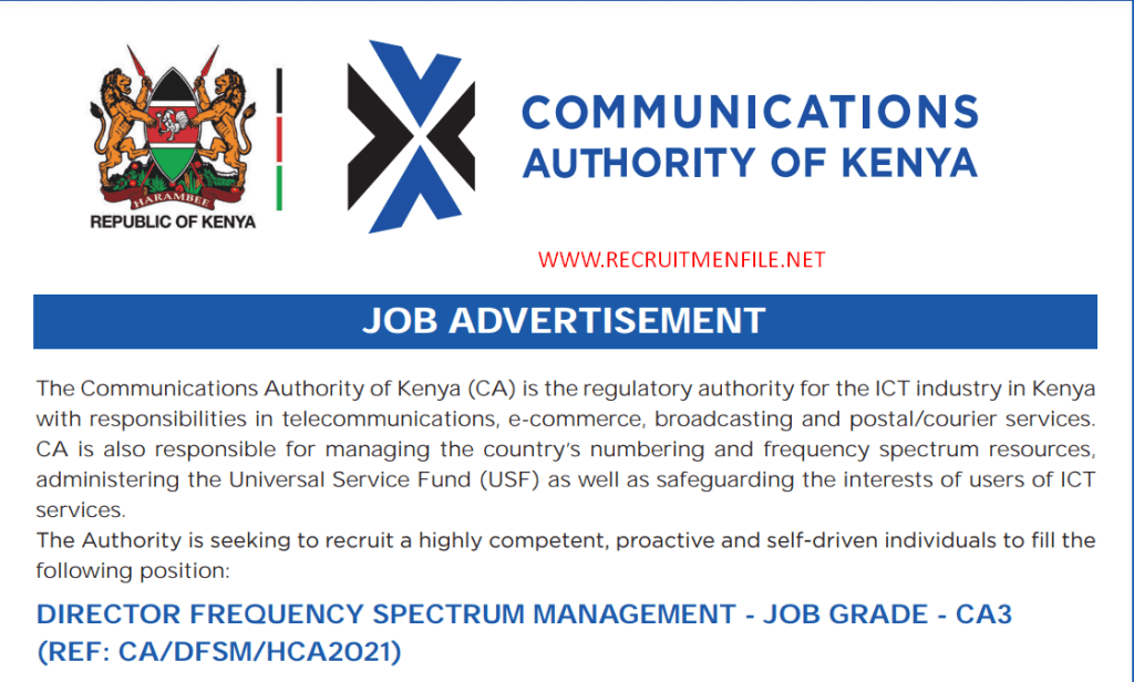 Communications Authority of Kenya Recruitment 2023/2024 Application Portal